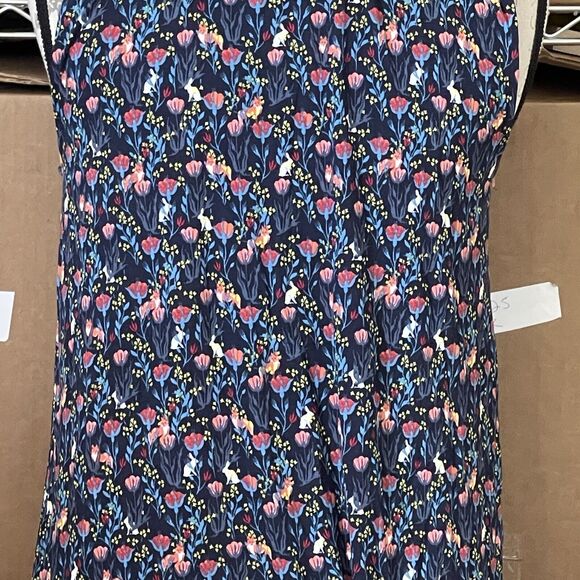 Loft Womens Blouse Sz XS Floral Trim Popover Mid Button Sleeveless Botanical - Picture 4 of 13